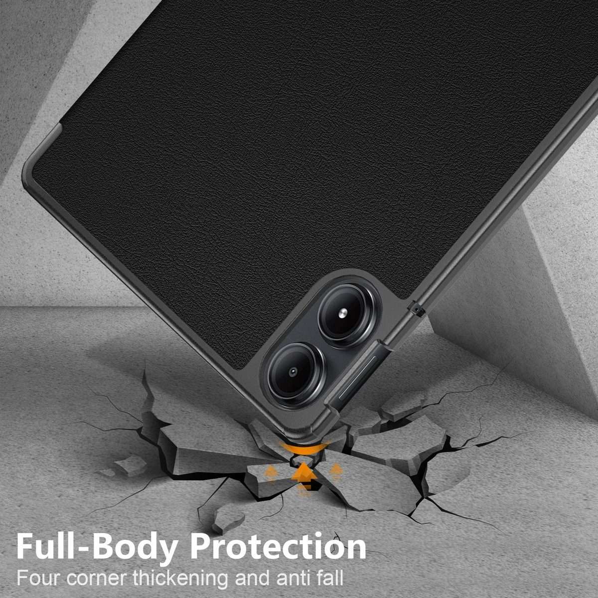 For Xiaomi Redmi Pad Pro 12.1 Custer Pure Color 3-Fold Stand Leather Smart Tablet Case(Black)