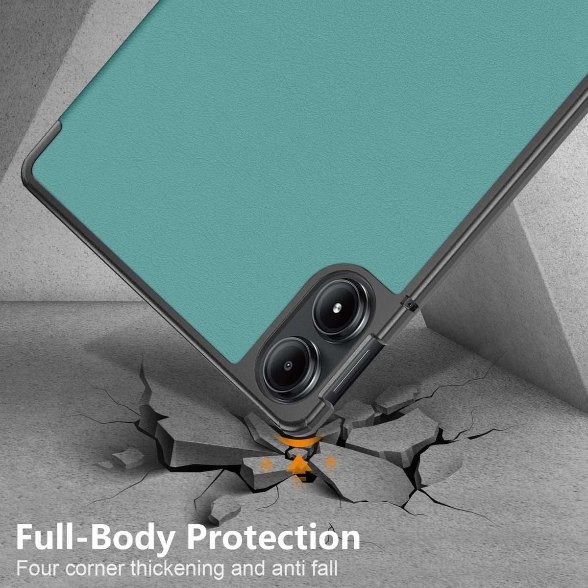 For Xiaomi Redmi Pad Pro 12.1 Custer Pure Color 3-Fold Stand Leather Smart Tablet Case(Dark Green)