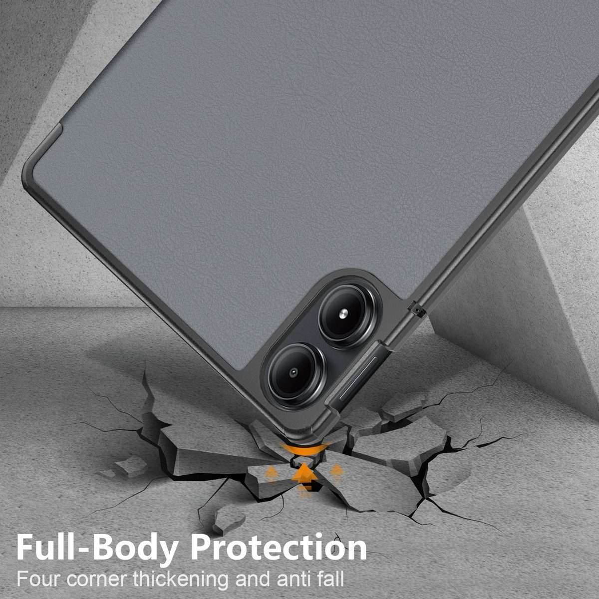 For Xiaomi Redmi Pad Pro 12.1 Custer Pure Color 3-Fold Stand Leather Smart Tablet Case(Grey)