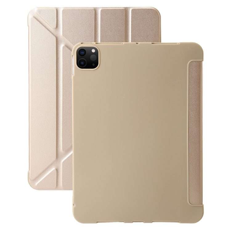 For iPad Pro 11 2025 / 2024 TPU Deformation Flip Leather Tablet Case with Holder(Gold)