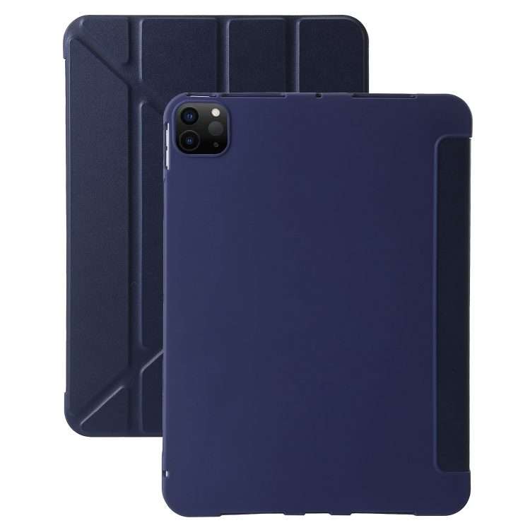 For iPad Pro 11 2025 / 2024 TPU Deformation Flip Leather Tablet Case with Holder(Dark Blue)