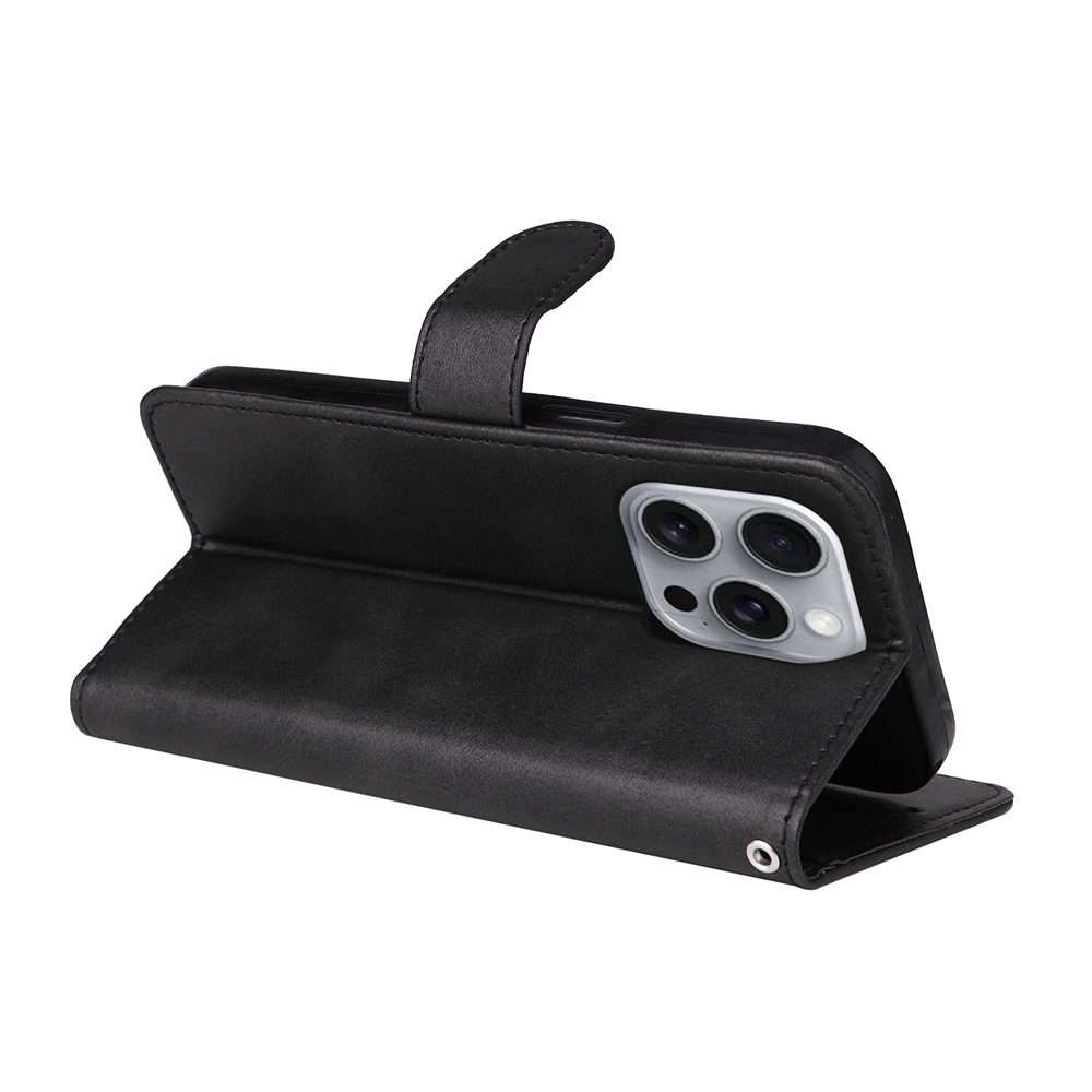 For iPhone 16 Pro Max Classic Calf Texture Flip Leather Phone Case(Black)