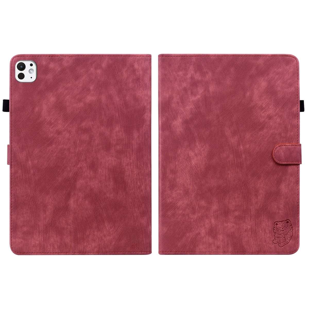 For iPad Pro 11 2025 / 2024 Embossed Tiger Pattern Leather Tablet Case(Red)