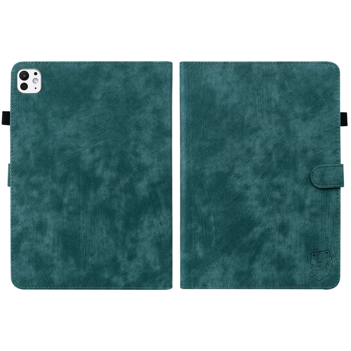 For iPad Pro 11 2025 / 2024 Embossed Tiger Pattern Leather Tablet Case(Dark Green)