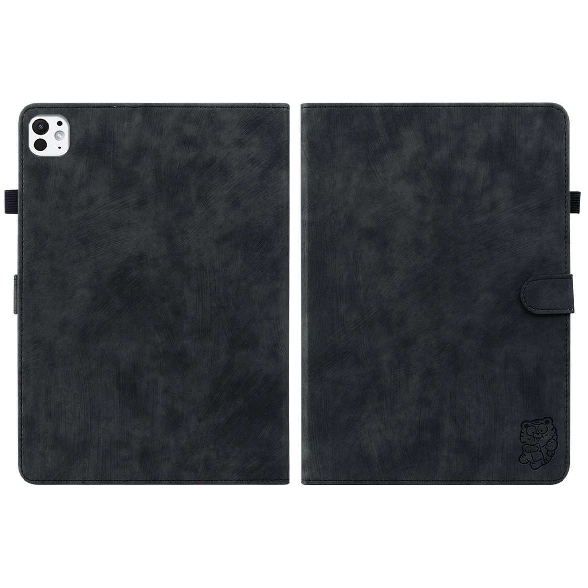 For iPad Pro 11 2025 / 2024 Embossed Tiger Pattern Leather Tablet Case(Black)
