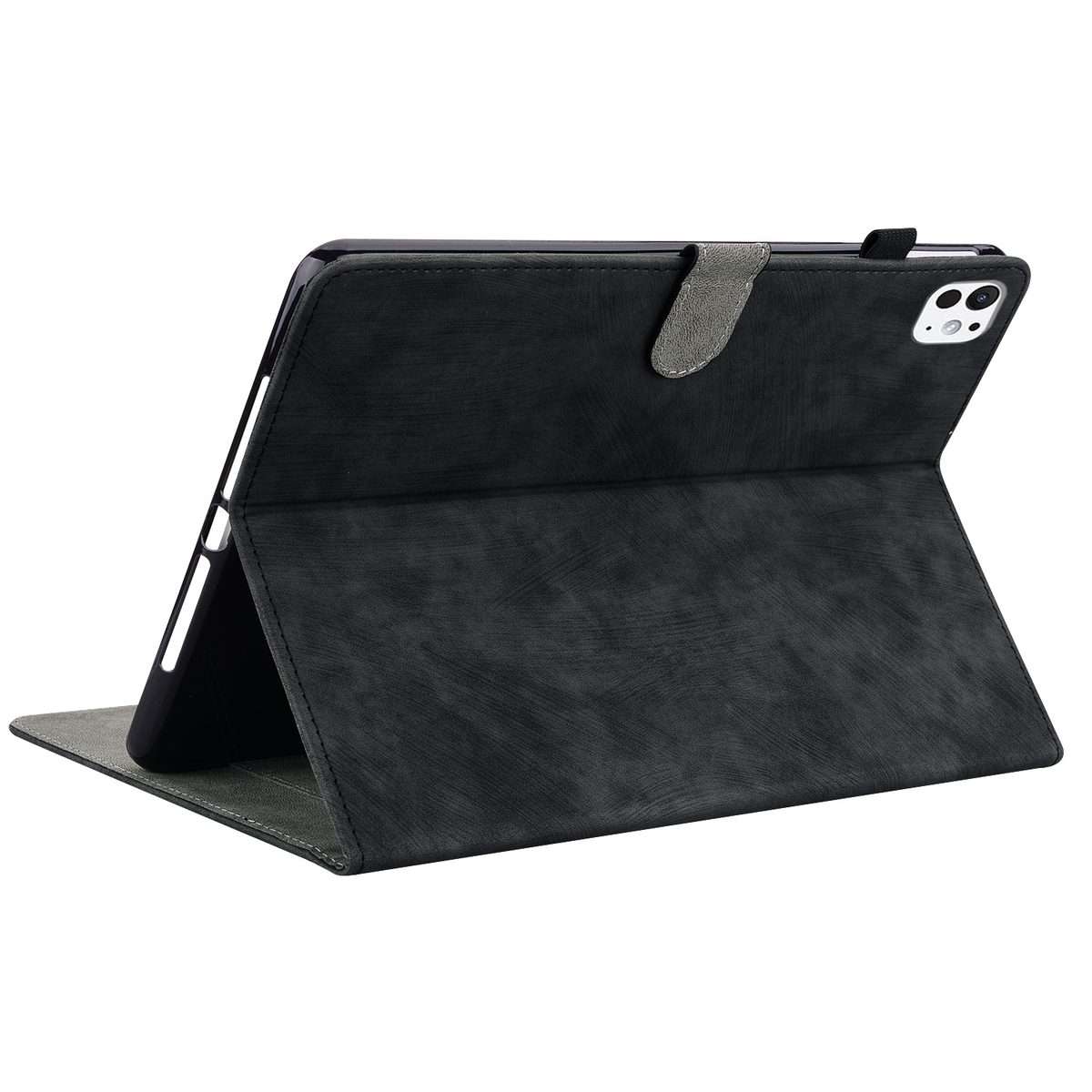 For iPad Pro 11 2025 / 2024 Embossed Tiger Pattern Leather Tablet Case(Black)