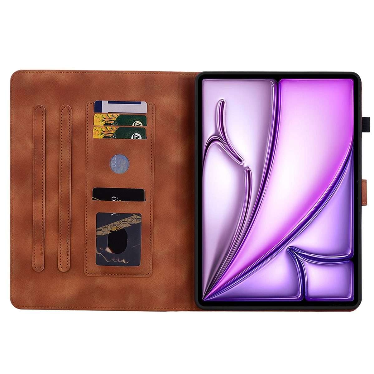 For iPad Air 13 2026 / 2025 / 2024 Lily Embossed Leather Smart Tablet Case(Brown)