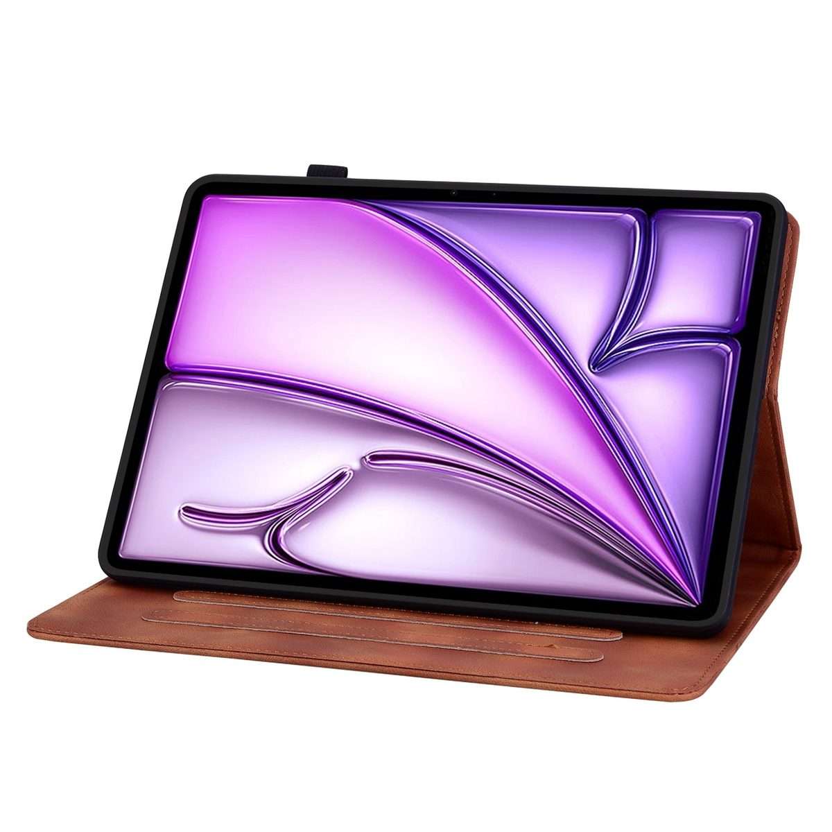 For iPad Air 13 2026 / 2025 / 2024 Lily Embossed Leather Smart Tablet Case(Brown)