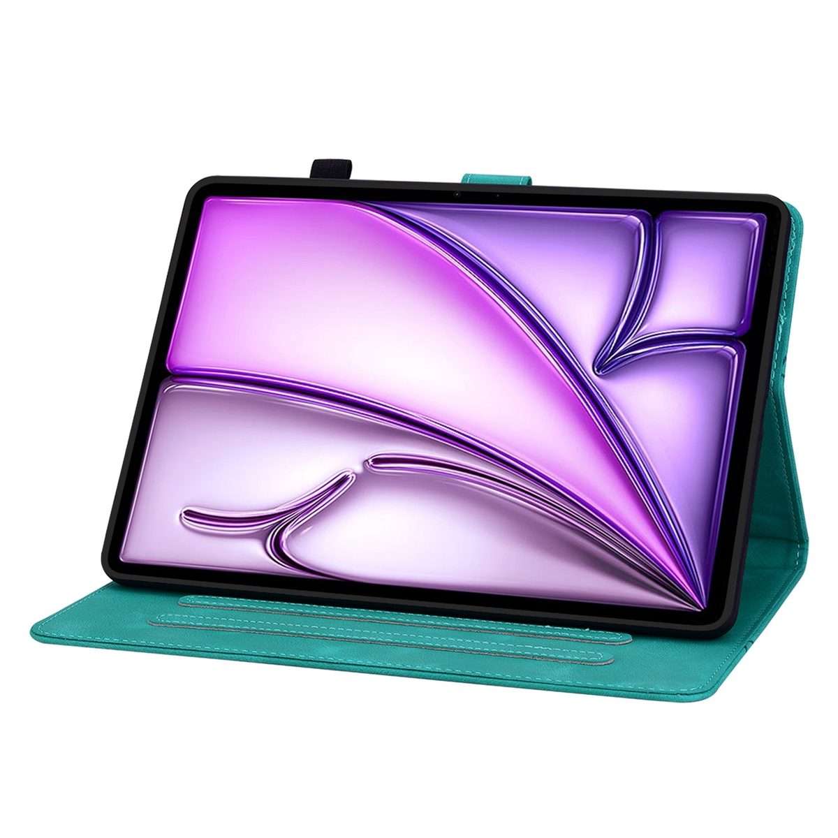 For iPad Air 13 2026 / 2025 / 2024 Lily Embossed Leather Smart Tablet Case(Green)