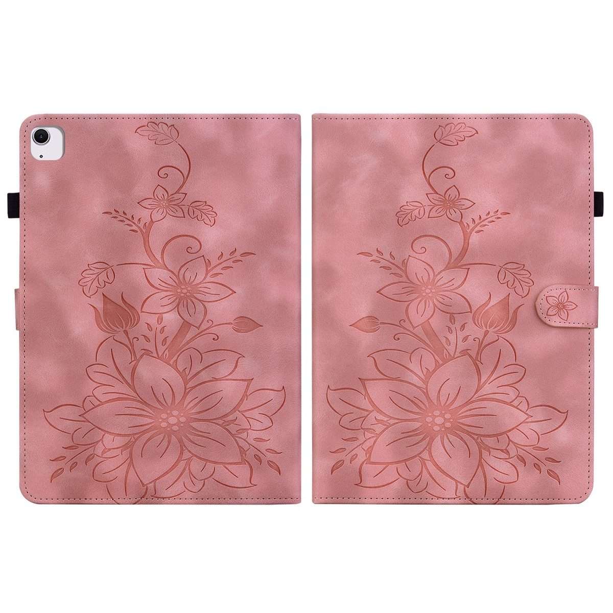 For iPad Air 13 2026 / 2025 / 2024 Lily Embossed Leather Smart Tablet Case(Pink)