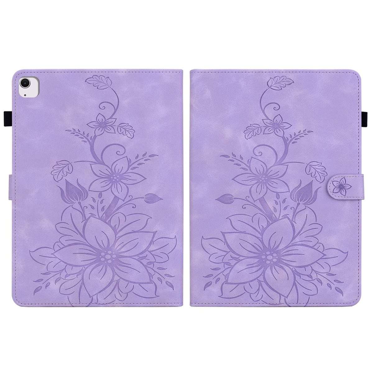 For iPad Air 13 2026 / 2025 / 2024 Lily Embossed Leather Smart Tablet Case(Purple)