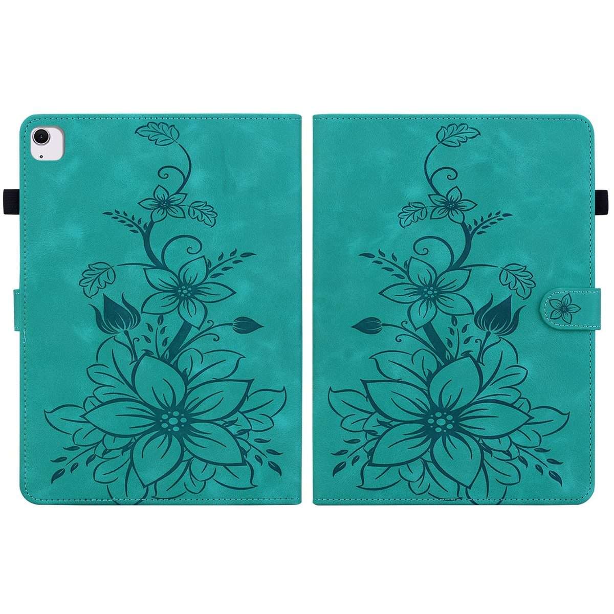For iPad Air 11 2026 / 2025 / 2024 Lily Embossed Leather Smart Tablet Case(Green)
