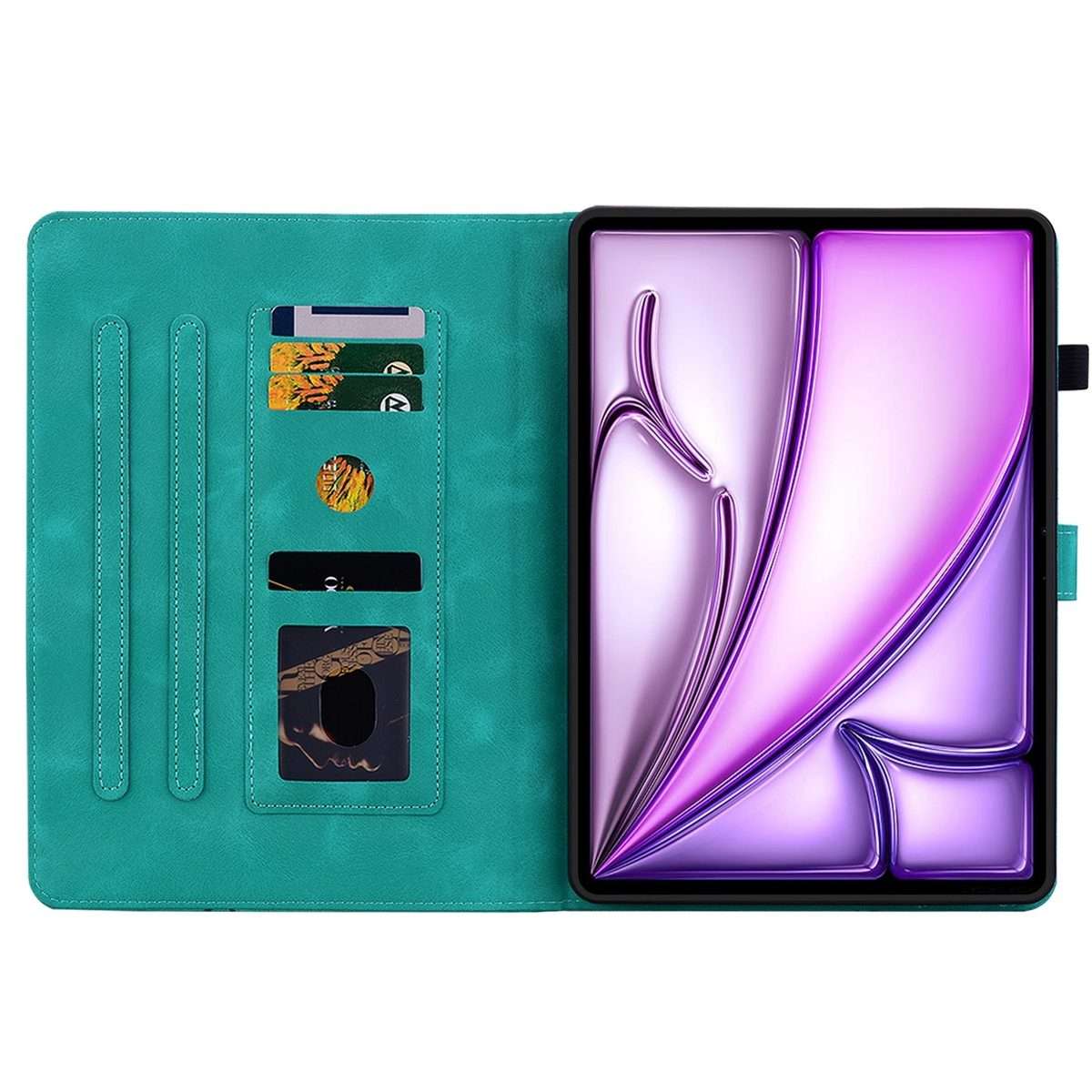 For iPad Air 11 2026 / 2025 / 2024 Lily Embossed Leather Smart Tablet Case(Green)