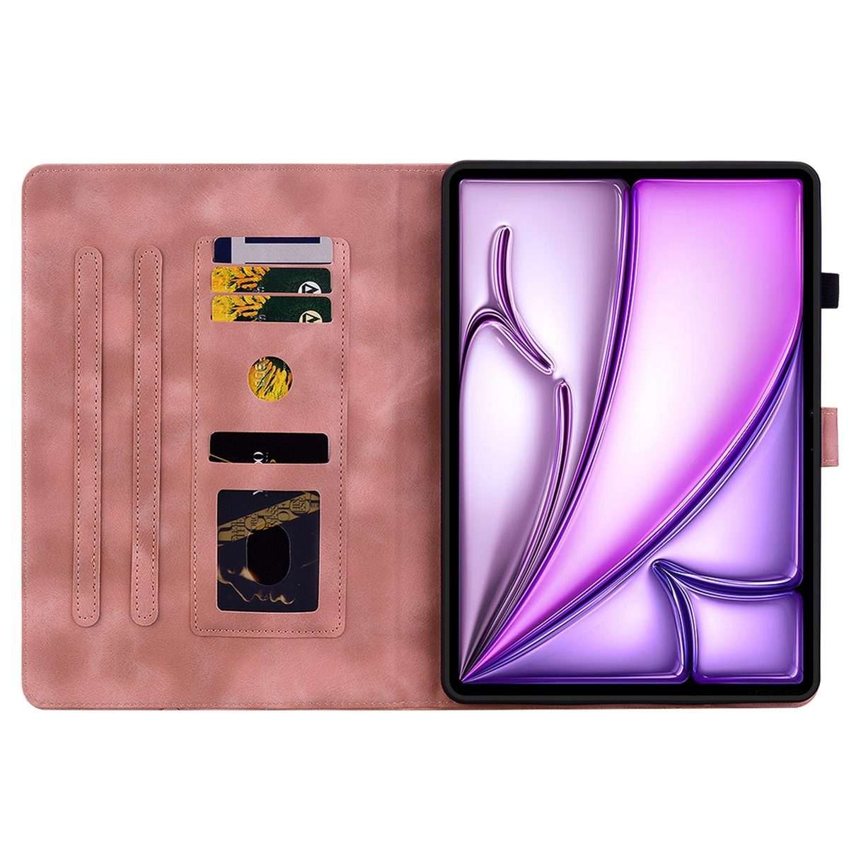 For iPad Air 11 2026 / 2025 / 2024 Lily Embossed Leather Smart Tablet Case(Pink)