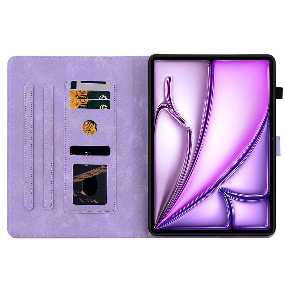 For iPad Air 11 2026 / 2025 / 2024 Lily Embossed Leather Smart Tablet Case(Purple)