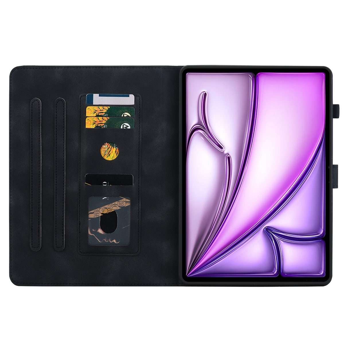 For iPad Air 11 2026 / 2025 / 2024 Lily Embossed Leather Smart Tablet Case(Black)