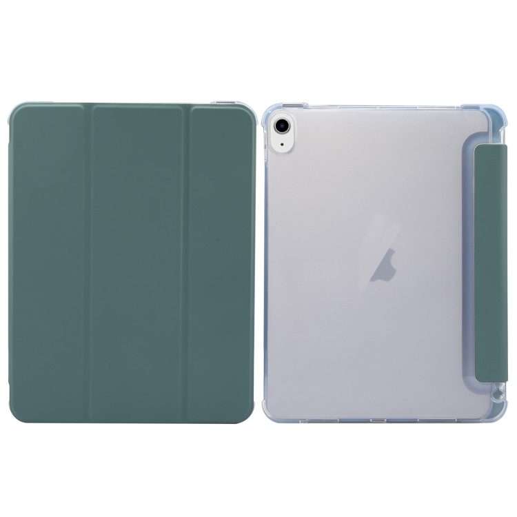 For iPad Air 11 2025 / 2024 3-folding Electric Pressed Skin Texture Leather Table ... (Deep Green)