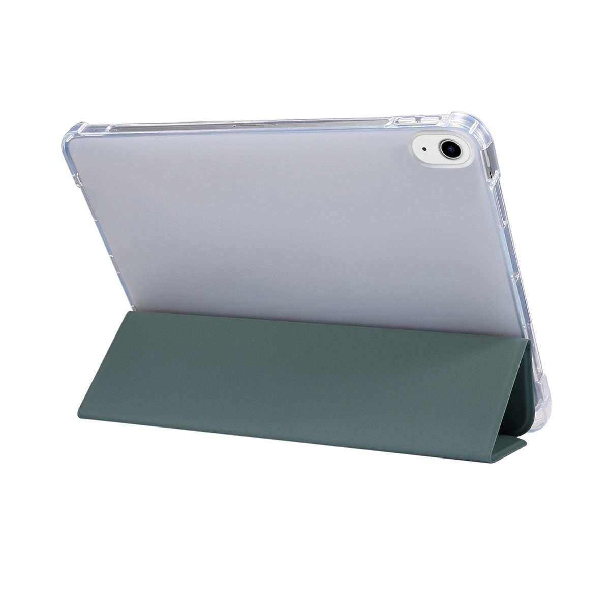 For iPad Air 11 2025 / 2024 3-folding Electric Pressed Skin Texture Leather Table ... (Deep Green)