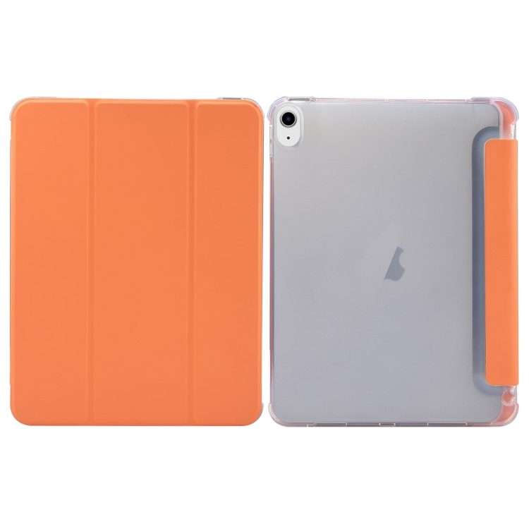 For iPad Air 11 2025 / 2024 3-folding Electric Pressed Skin Texture Leather Tablet Case(Orange)