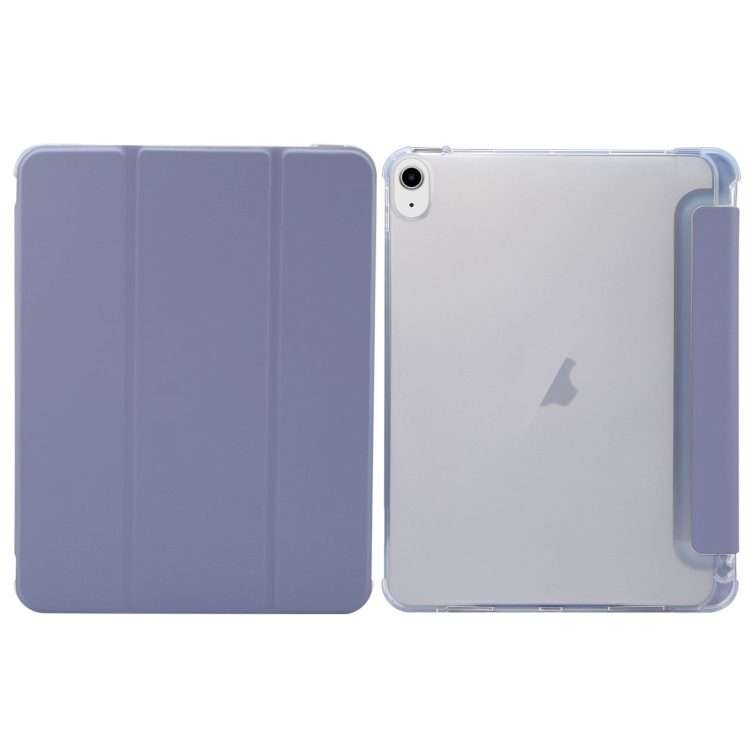 For iPad Air 11 2025 / 2024 3-folding Electric Pressed Skin Texture Leather Tablet Case(Lavender)