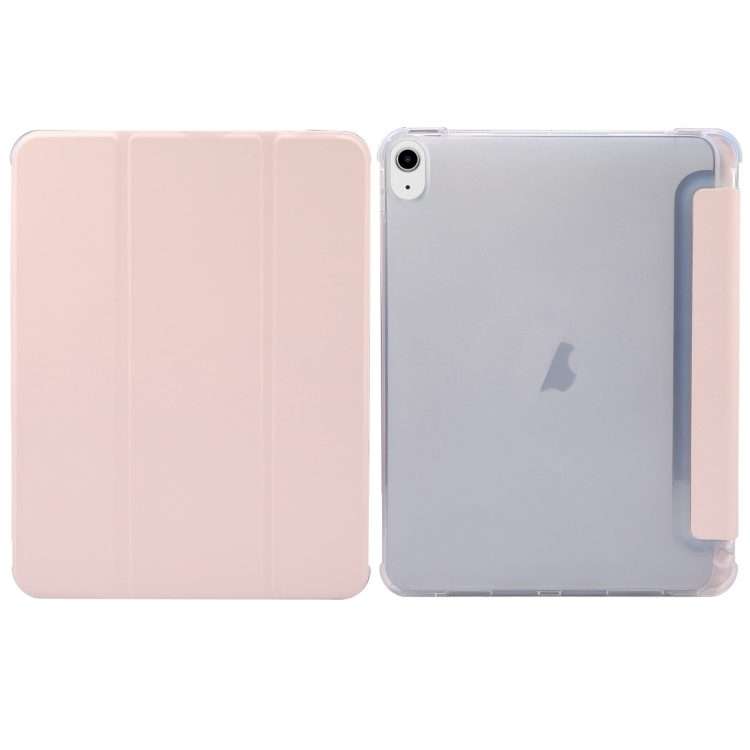 For iPad Air 11 2025 / 2024 3-folding Electric Pressed Skin Texture Leather Table ... (Light Pink)