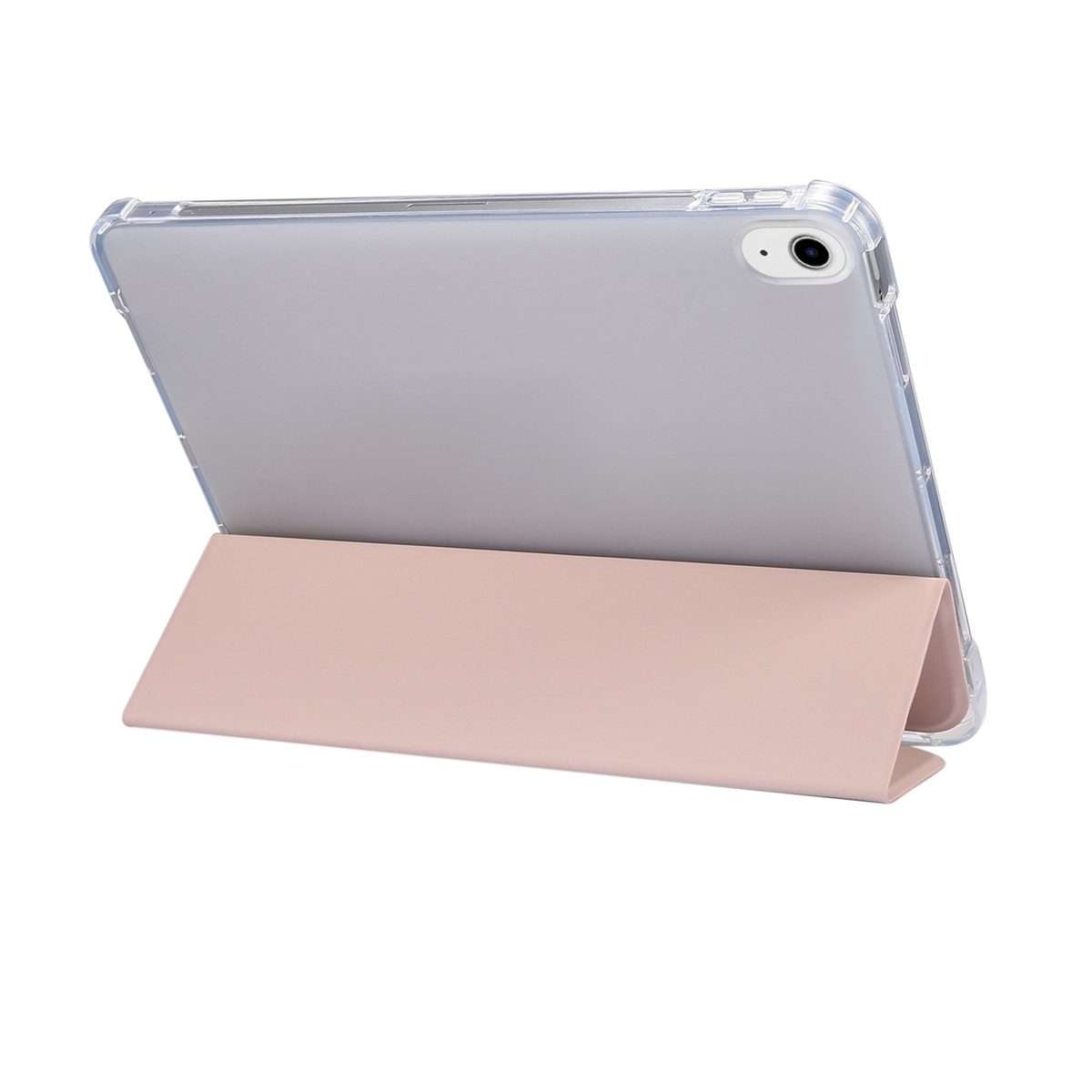 For iPad Air 11 2025 / 2024 3-folding Electric Pressed Skin Texture Leather Table ... (Light Pink)