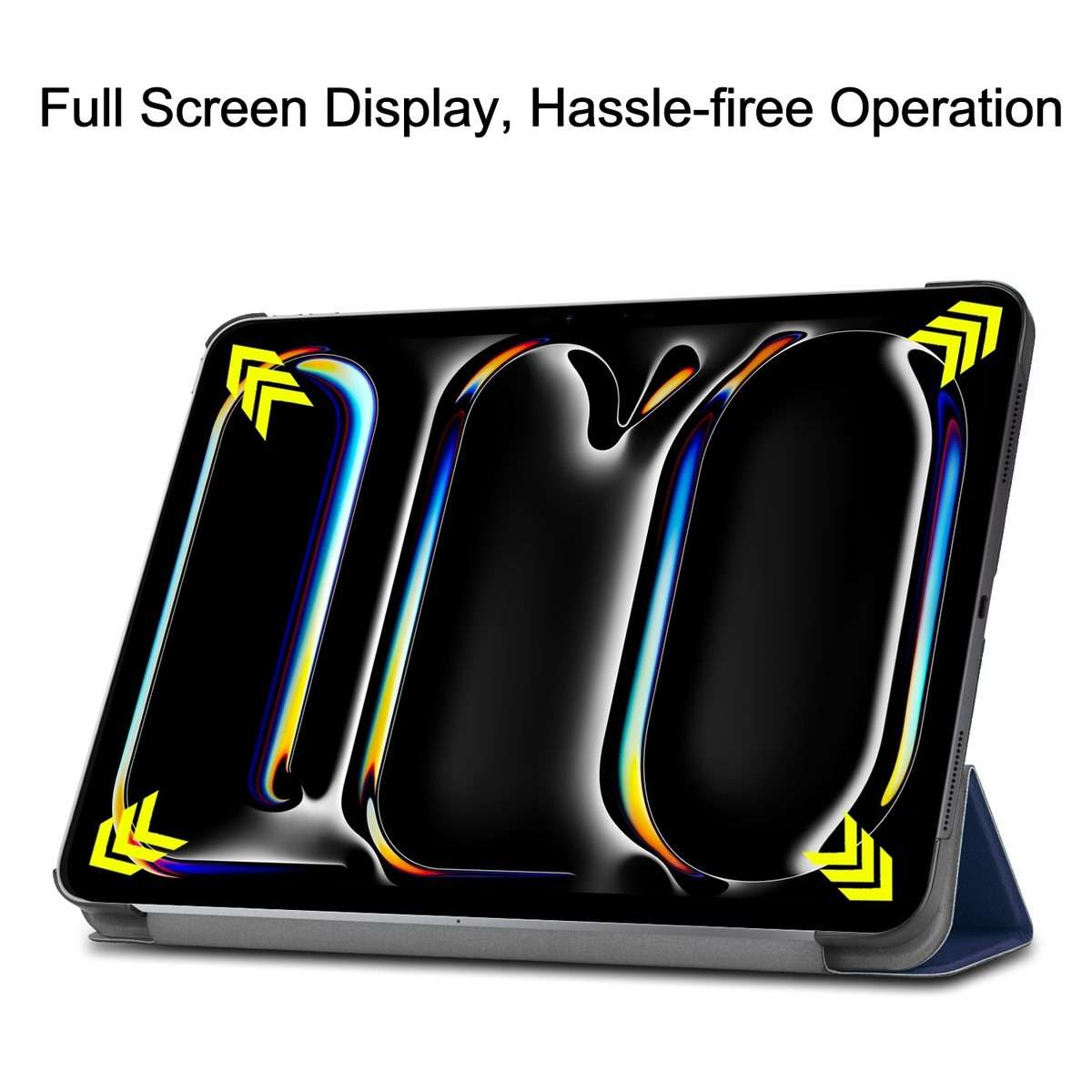 For iPad Pro 13 2025 / 2024 Custer Pure Color 3-Fold Holder Smart Leather Tablet Case(Dark Blue)
