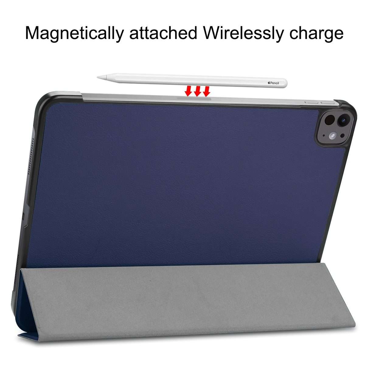 For iPad Pro 13 2025 / 2024 Custer Pure Color 3-Fold Holder Smart Leather Tablet Case(Dark Blue)