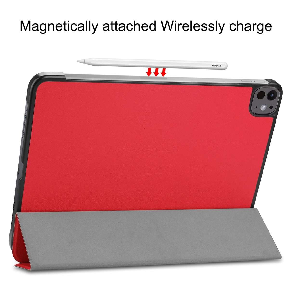 For iPad Pro 13 2025 / 2024 Custer Pure Color 3-Fold Holder Smart Leather Tablet Case(Red)