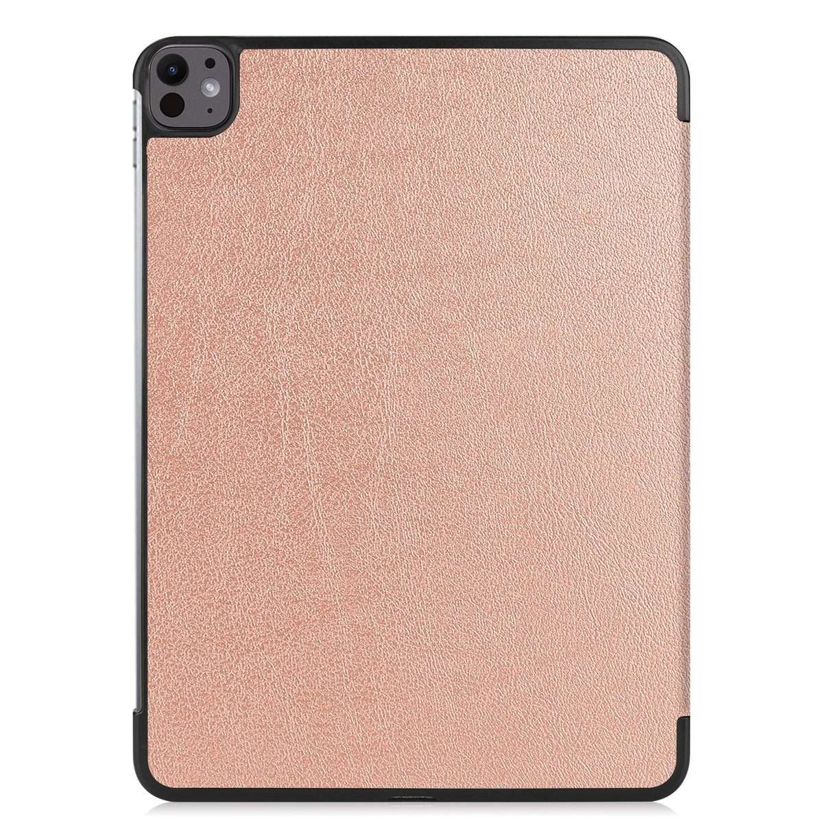 For iPad Pro 13 2025 / 2024 Custer Pure Color 3-Fold Holder Smart Leather Tablet Case(Rose Gold)