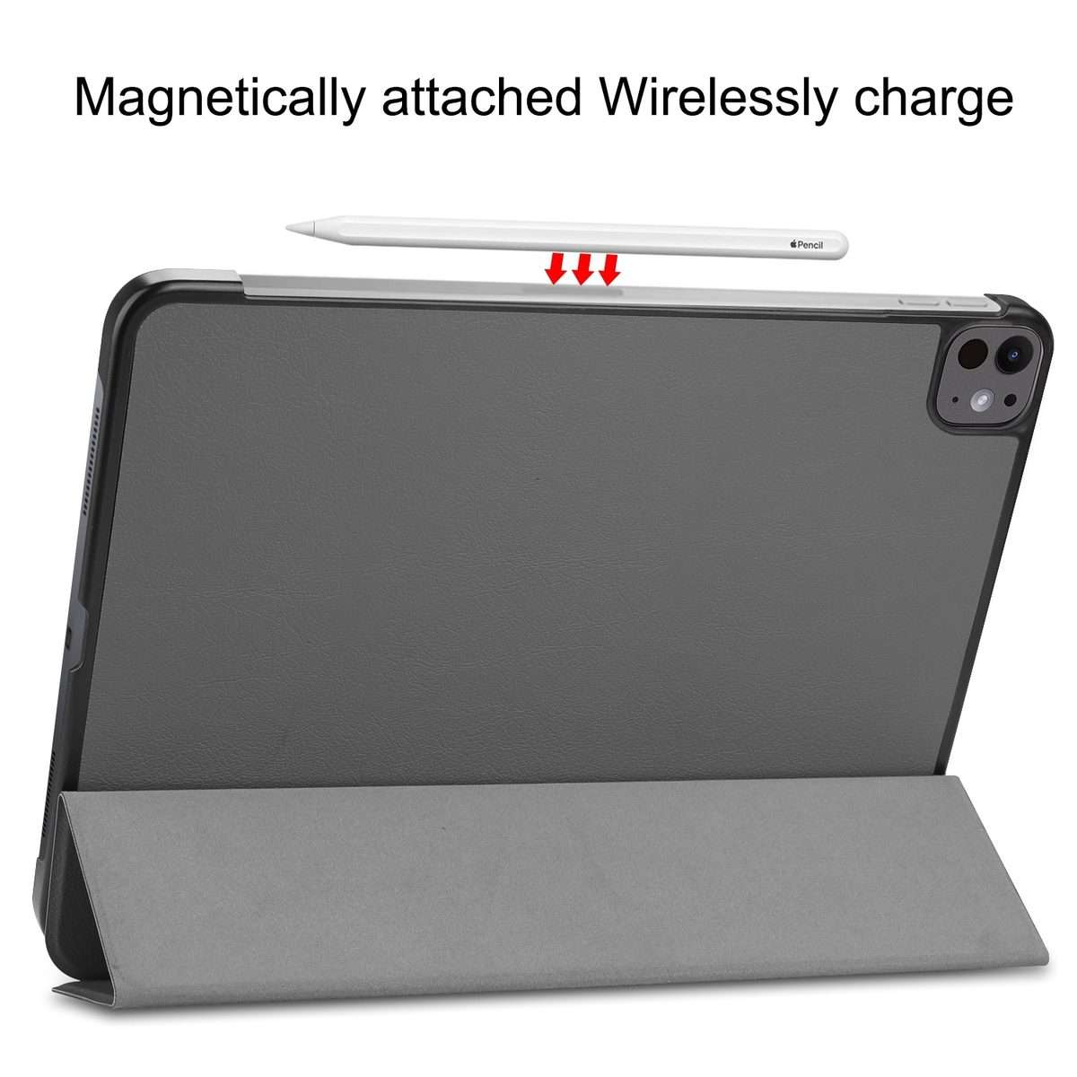 For iPad Pro 13 2025 / 2024 Custer Pure Color 3-Fold Holder Smart Leather Tablet Case(Grey)