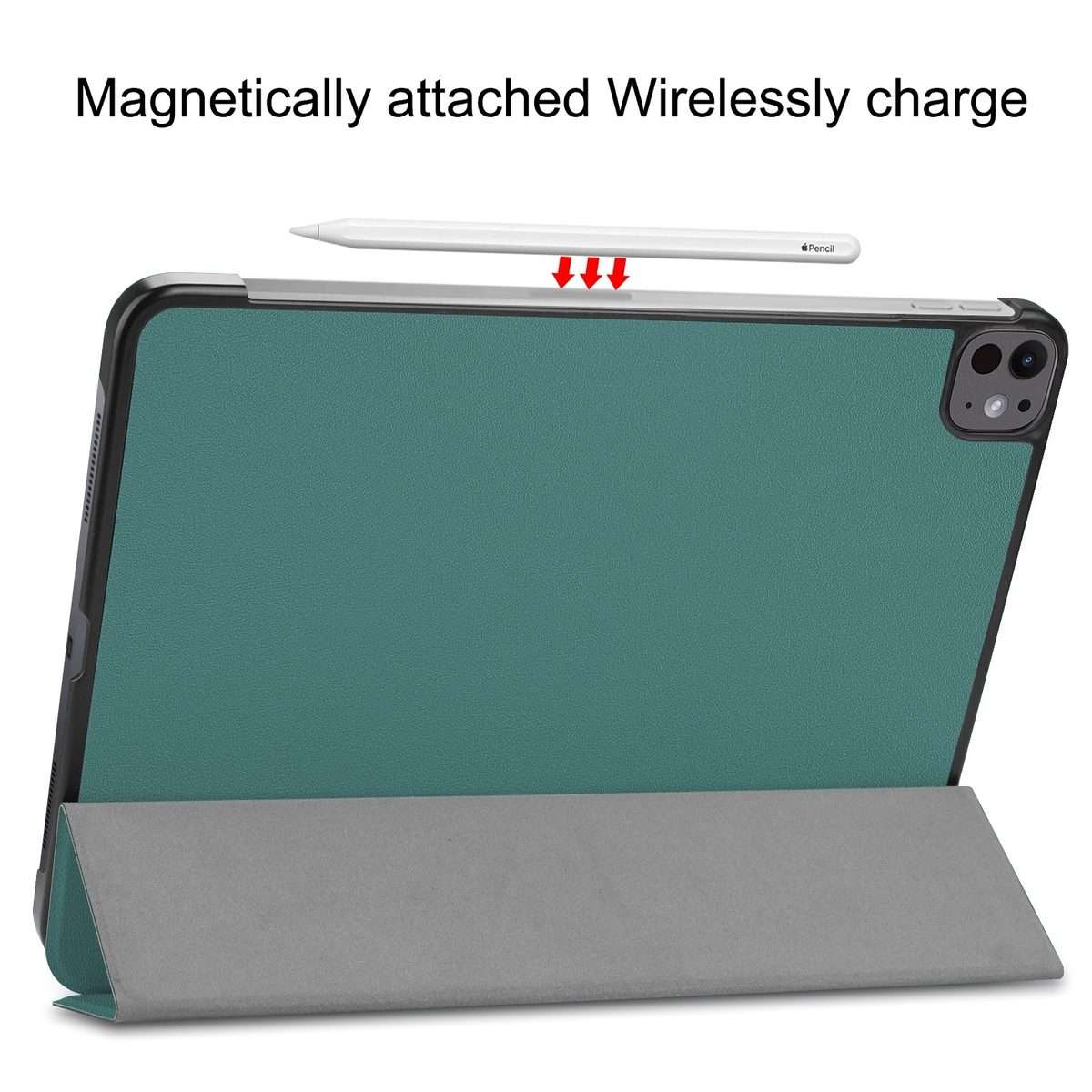 For iPad Pro 13 2025 / 2024 Custer Pure Color 3-Fold Holder Smart Leather Tablet Case(Dark Green)