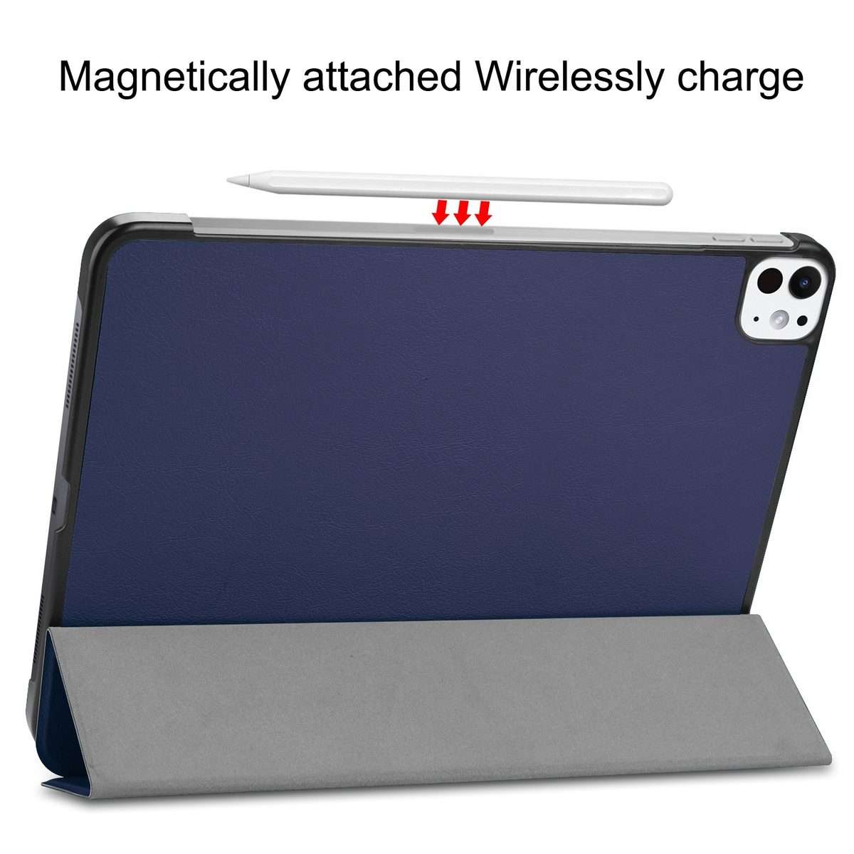 For iPad Pro 11 2025 / 2024 Custer Pure Color 3-Fold Holder Smart Leather Tablet Case(Blue)