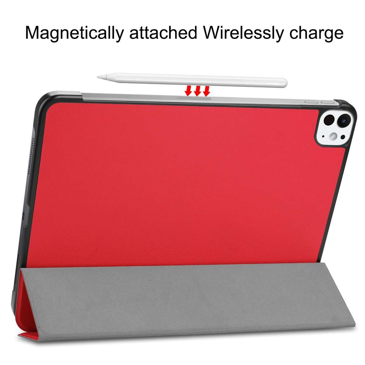 For iPad Pro 11 2025 / 2024 Custer Pure Color 3-Fold Holder Smart Leather Tablet Case(Red)