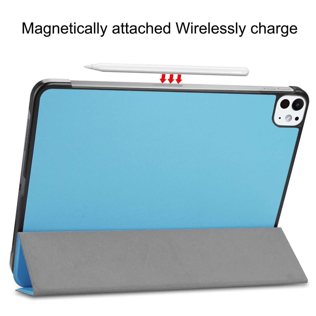 For iPad Pro 11 2025 / 2024 Custer Pure Color 3-Fold Holder Smart Leather Tablet Case(Sky Blue)