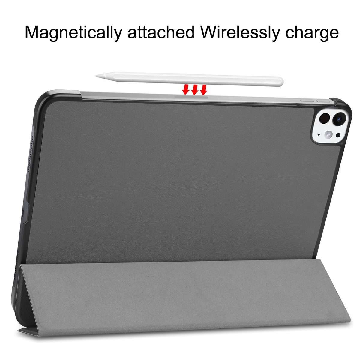 For iPad Pro 11 2025 / 2024 Custer Pure Color 3-Fold Holder Smart Leather Tablet Case(Gray)