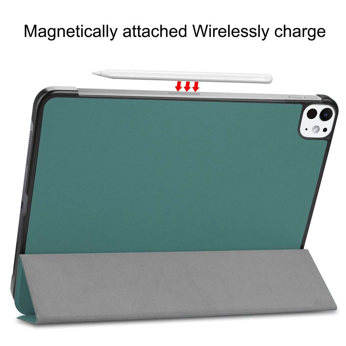 For iPad Pro 11 2025 / 2024 Custer Pure Color 3-Fold Holder Smart Leather Tablet Case(Dark Green)