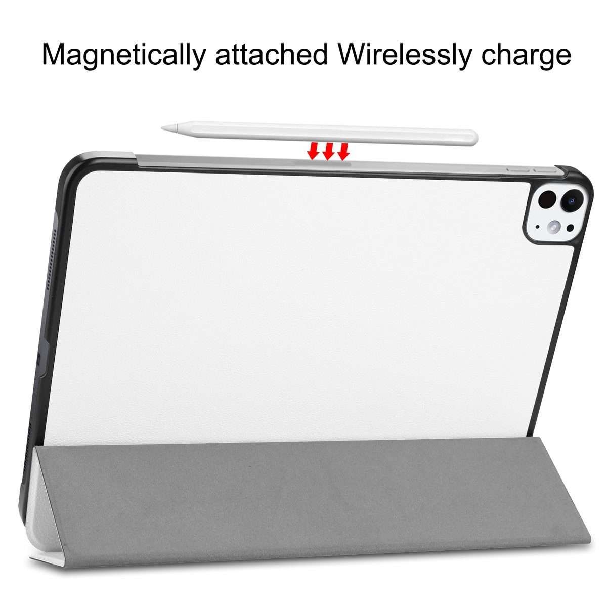 For iPad Pro 11 2025 / 2024 Custer Pure Color 3-Fold Holder Smart Leather Tablet Case(White)