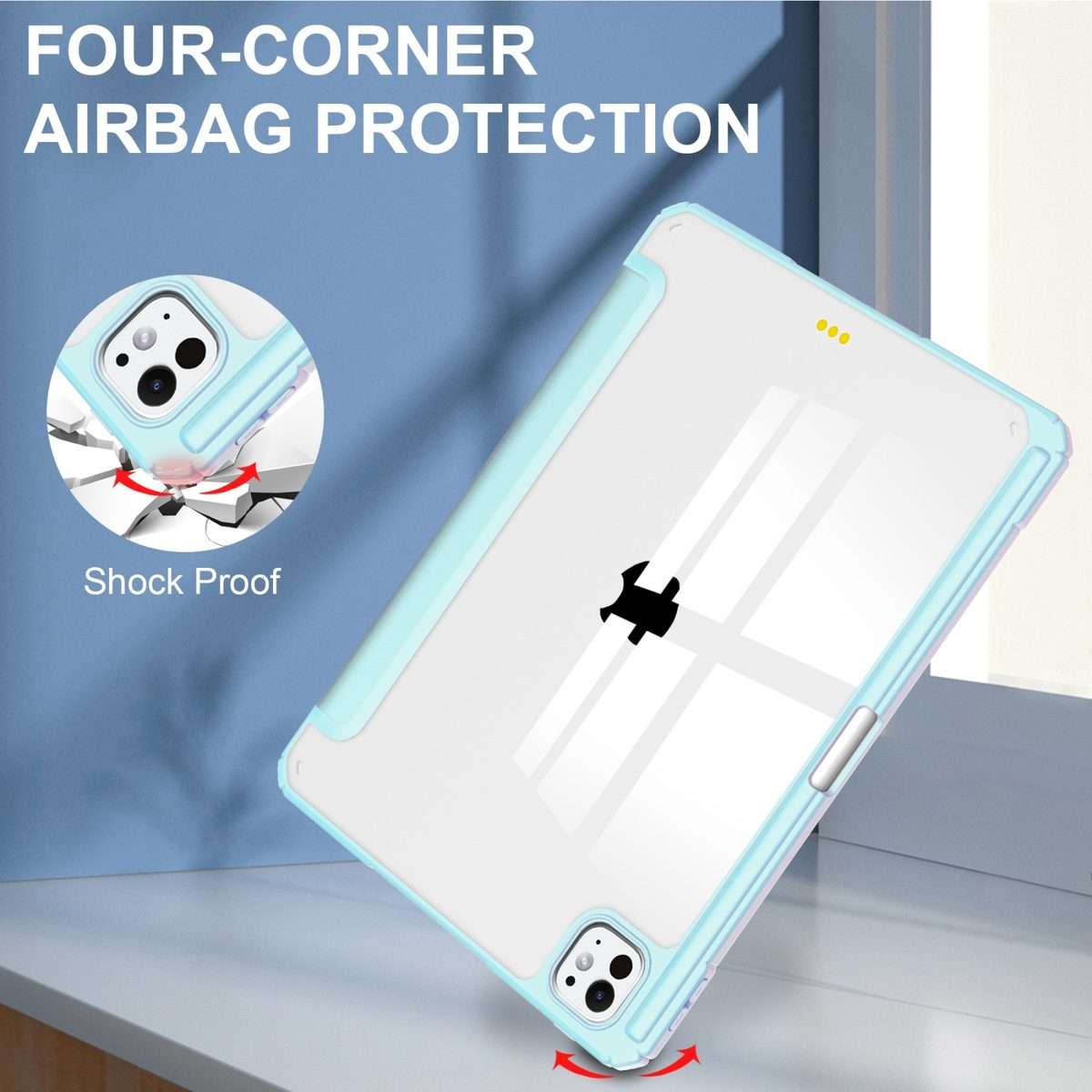 For iPad Pro 13 2025 / 2024 Pure Color 3-fold Clear TPU Smart Leather Tablet Case(Sky Blue)
