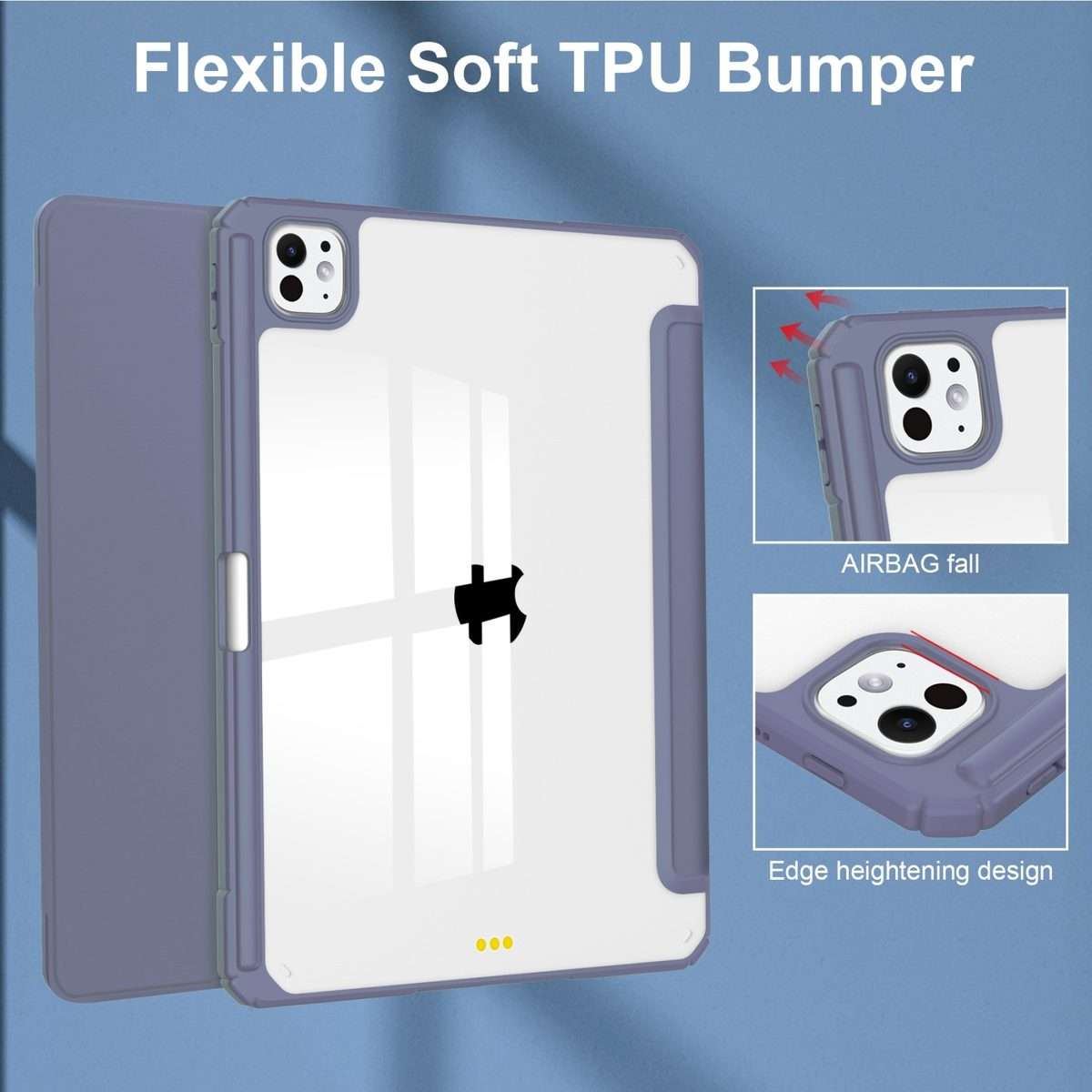 For iPad Pro 13 2025 / 2024 Pure Color 3-fold Clear TPU Smart Leather Tablet Case(Lavender)