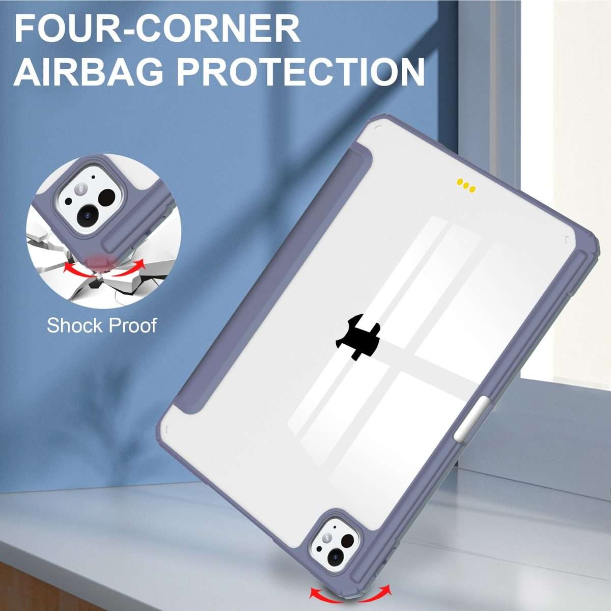 For iPad Pro 13 2025 / 2024 Pure Color 3-fold Clear TPU Smart Leather Tablet Case(Lavender)