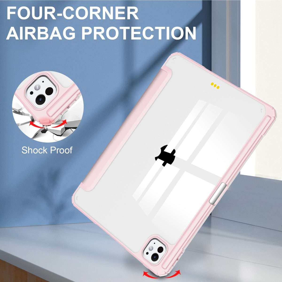 For iPad Pro 13 2025 / 2024 Pure Color 3-fold Clear TPU Smart Leather Tablet Case(Pink)