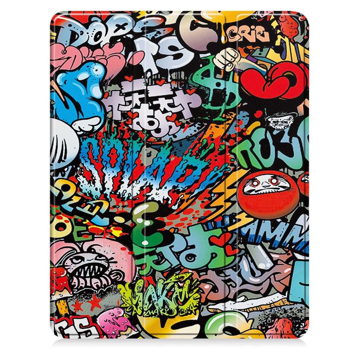 For iPad Pro 13 2025 / 2024 Custer Painted 3-Fold Holder Smart Leather Tablet Case ... (Graffiti)