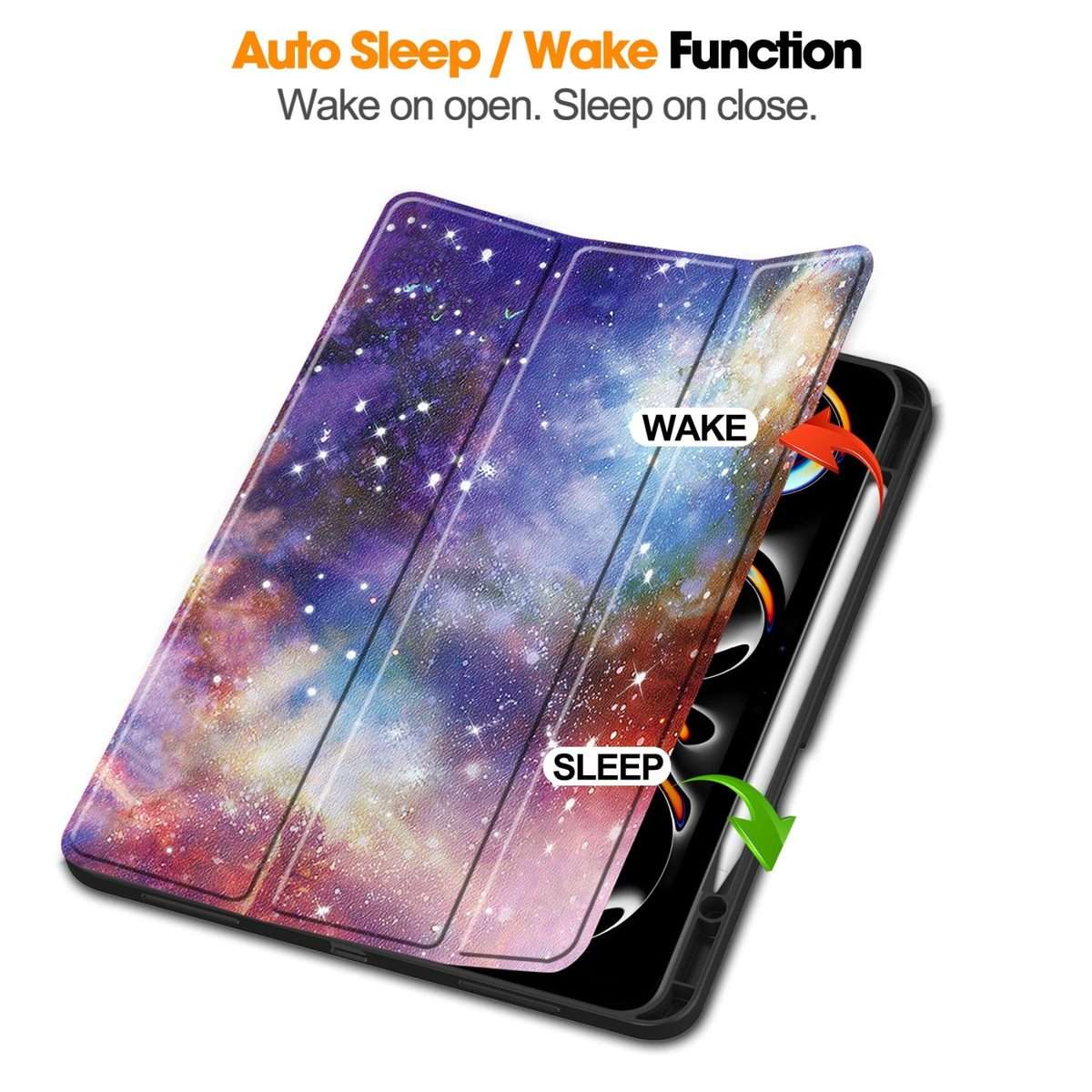 For iPad Pro 13 2025 / 2024 Custer Painted 3-Fold Holder Smart Leather Tabl ... (Milky Way Nebula)