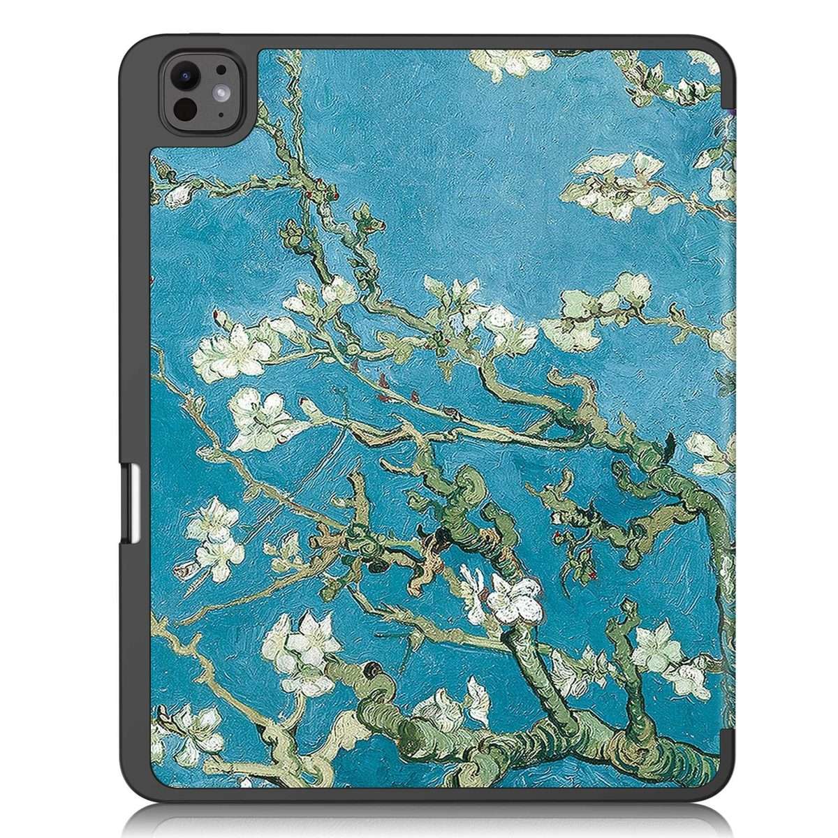 For iPad Pro 13 2025 / 2024 Custer Painted 3-Fold Holder Smart Leather Tablet ... (Apricot Flower)