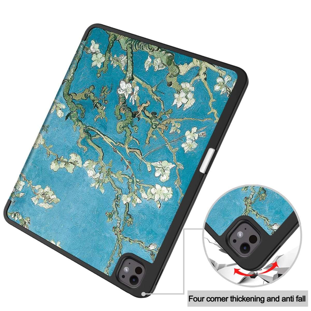 For iPad Pro 13 2025 / 2024 Custer Painted 3-Fold Holder Smart Leather Tablet ... (Apricot Flower)
