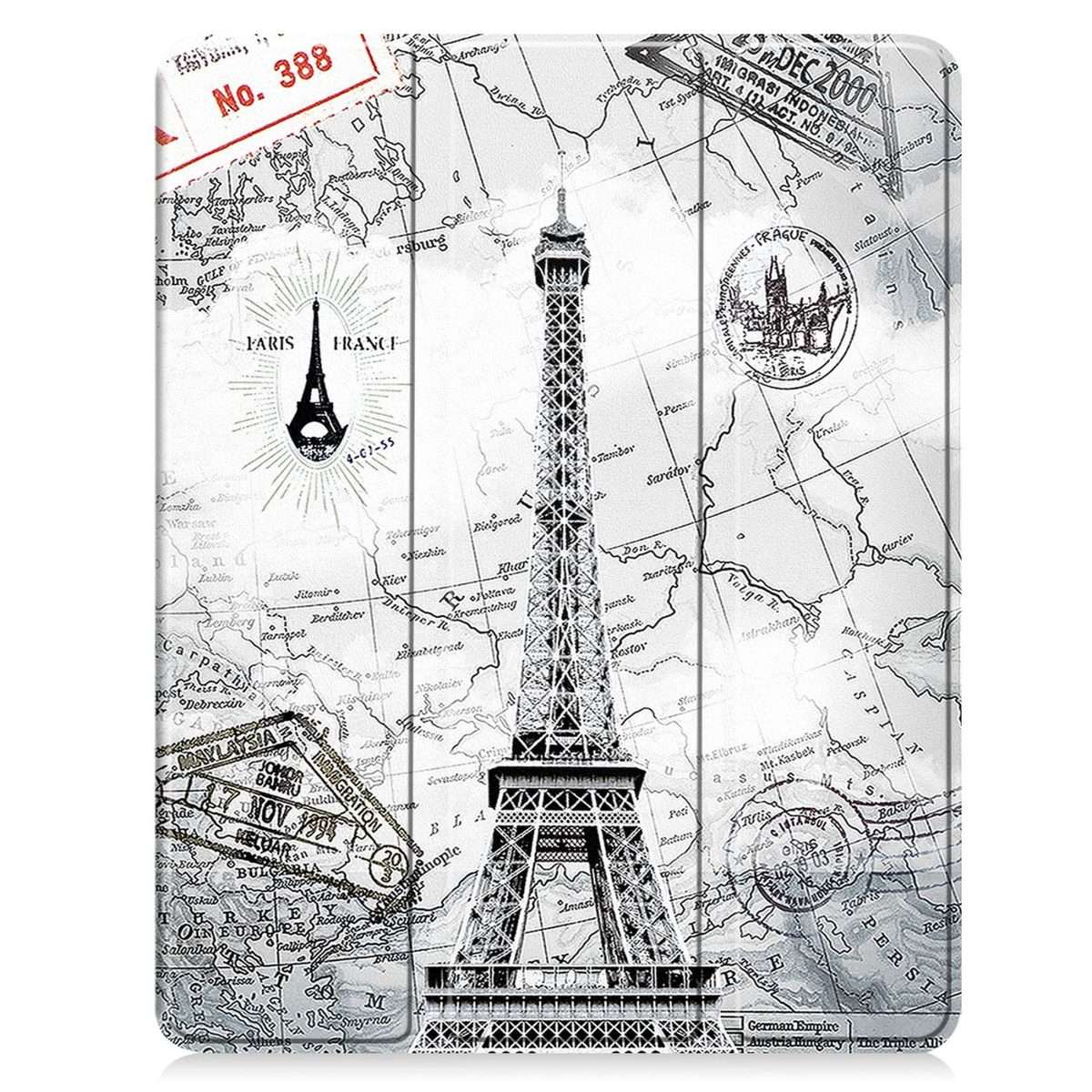 For iPad Pro 13 2025 / 2024 Custer Painted 3-Fold Holder Smart Leather Tablet C ... (Eiffel Tower)