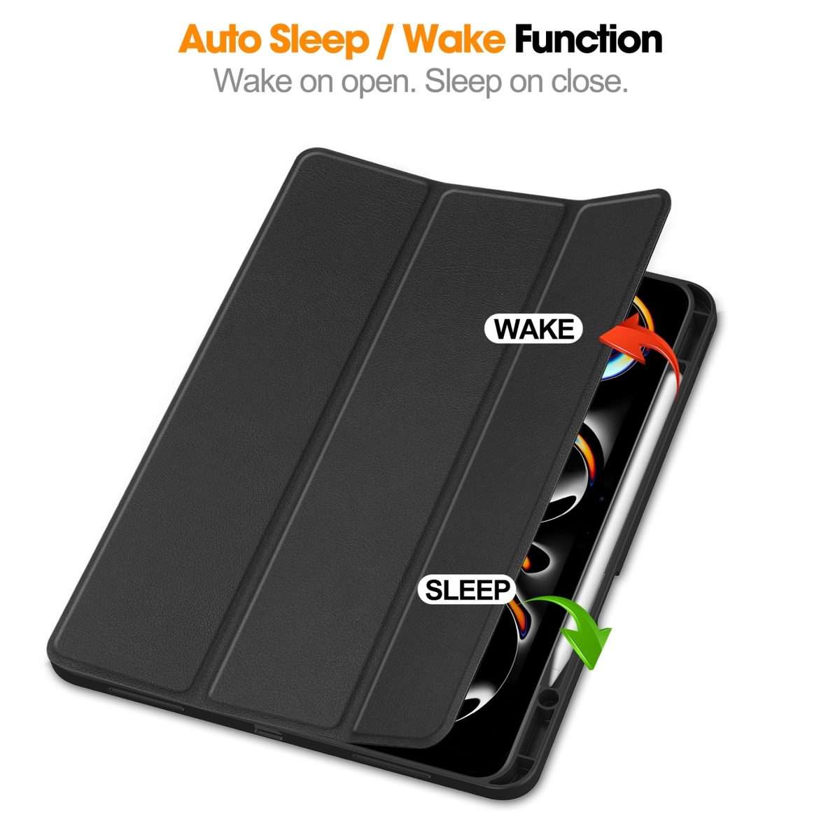 For iPad Pro 13 2025 / 2024 Custer TPU Pure Color 3-Fold Holder Smart Leather Tablet C ... (Black)