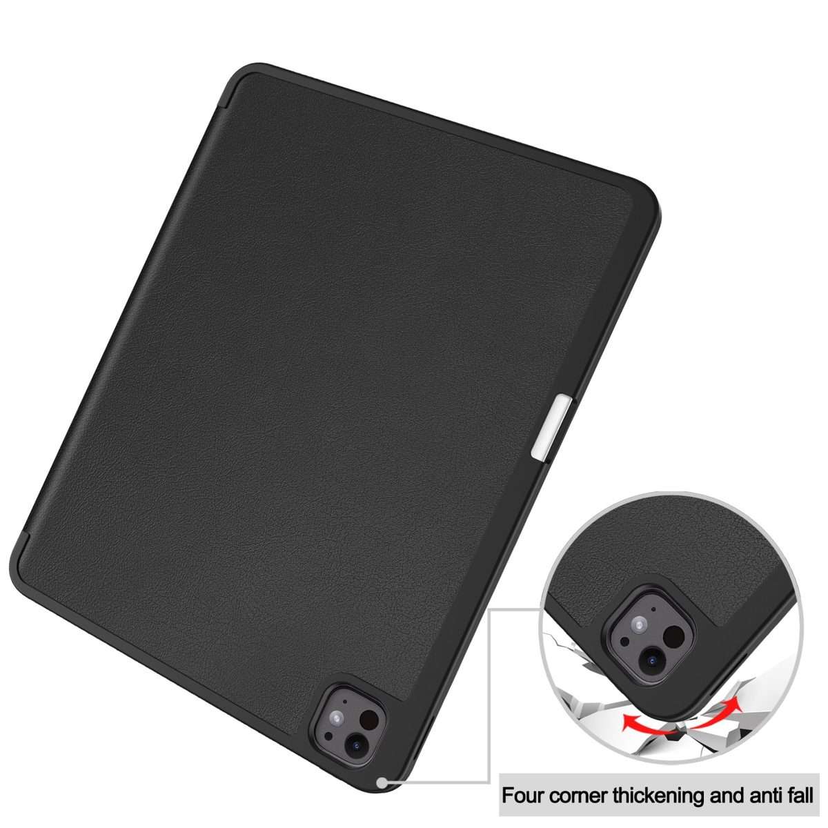 For iPad Pro 13 2025 / 2024 Custer TPU Pure Color 3-Fold Holder Smart Leather Tablet C ... (Black)