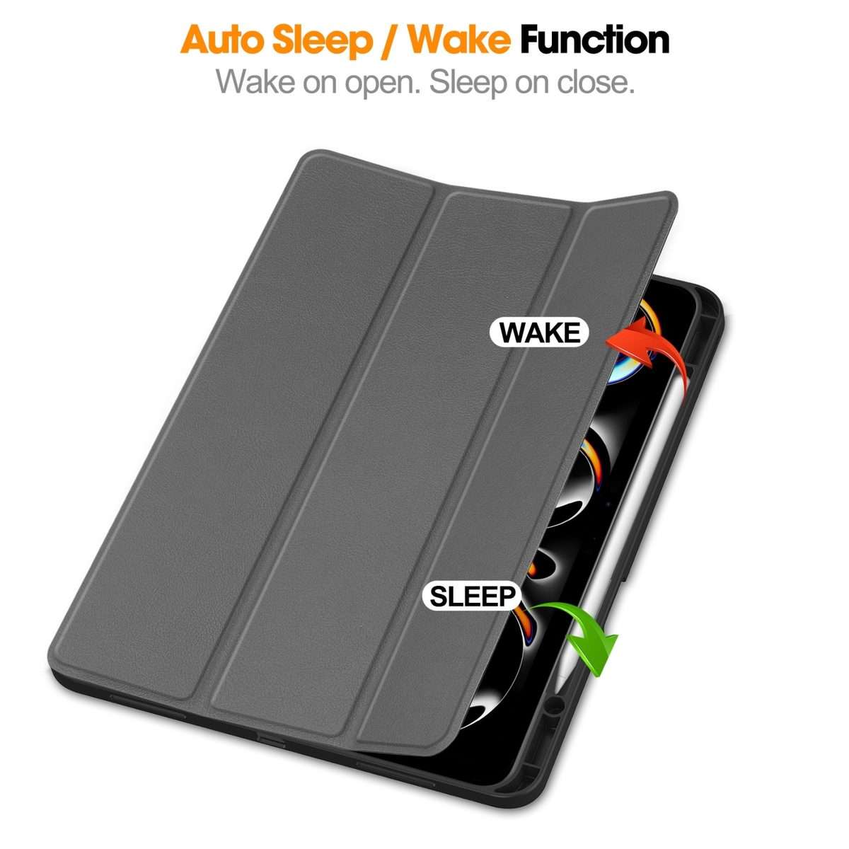 For iPad Pro 13 2025 / 2024 Custer TPU Pure Color 3-Fold Holder Smart Leather Tablet Ca ... (Grey)
